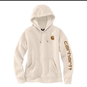 Carhartt Off-White Hoodie with Brown Accents